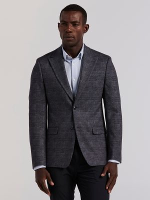 Plaid Knit Skinny Fit Sport Coat