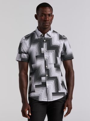 Slim Fit Linear Geo Print Shirt