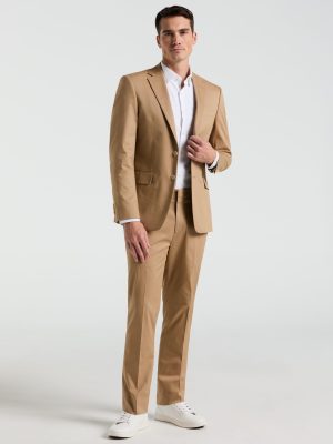 Slim Fit Solid Cotton Blend Suit Pant