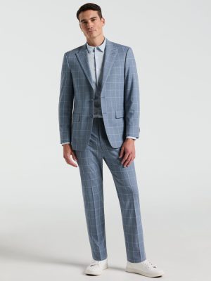 Slim Fit Windowpane Pattern Suit Pant