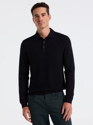 Textured Front Polo Sweater