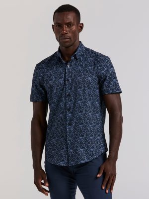 Slim Fit Watercolor Print Shirt