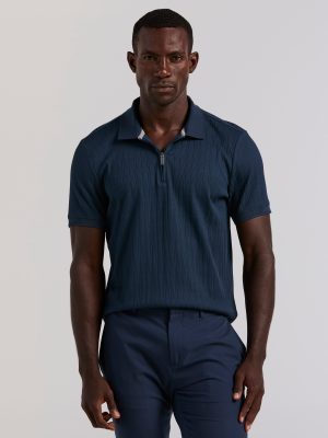 Vertical Ribbed Zip Polo